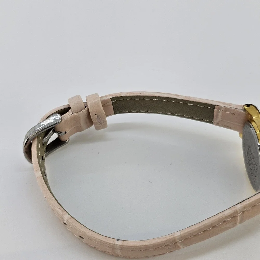 VTG Seiko Women Watch 22MM Cream Dial NEW Pink Leather Bands Battery Up to‎ 6.5